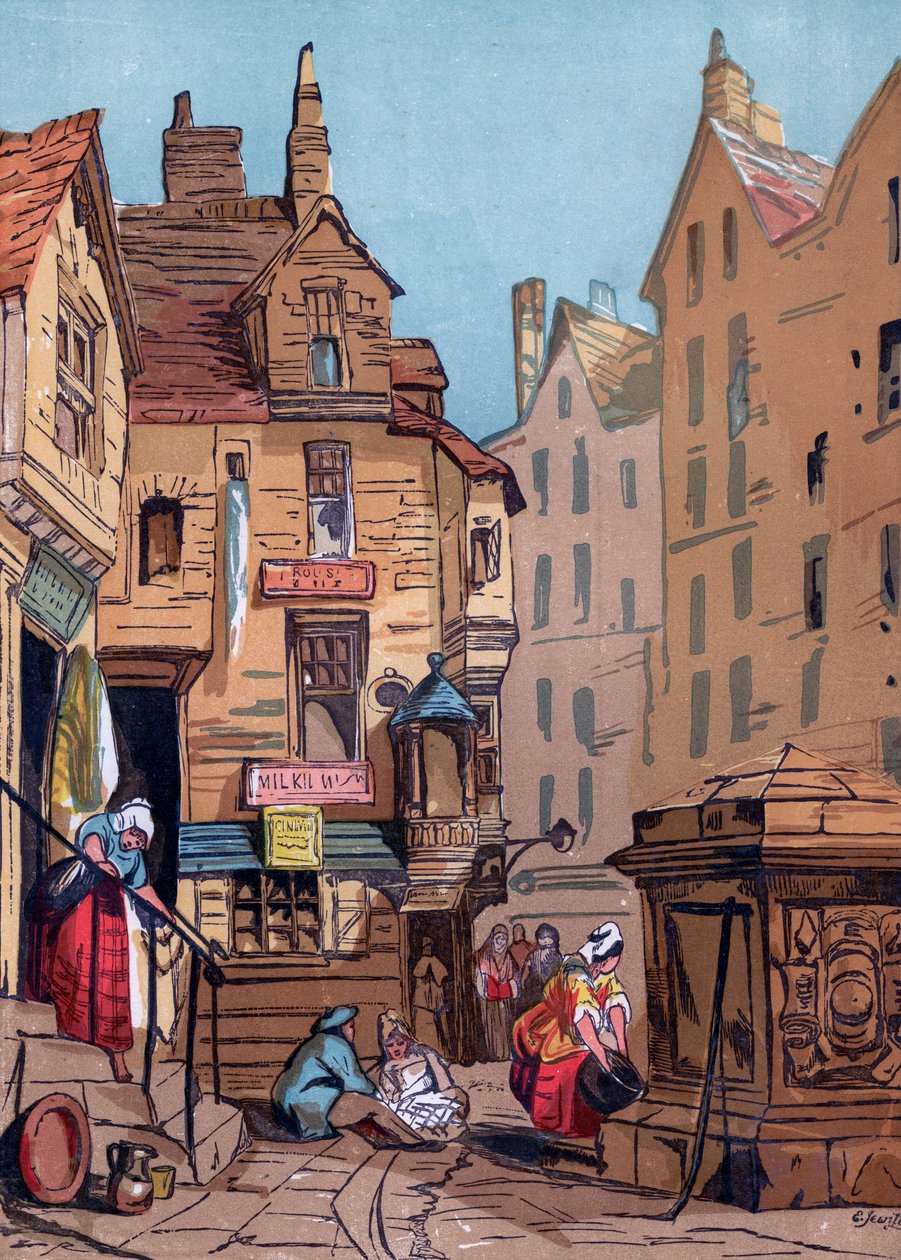 La maison de John Knox, Édimbourg, 19ème siècle - Edwin Jewitt
