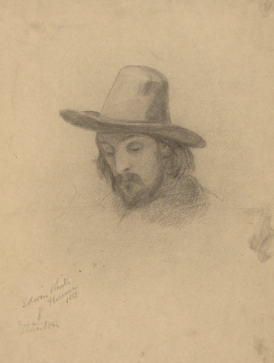 Edward Winslow, esquisse pour la signature du pacte dans la cabine du Mayflower - Edwin White
