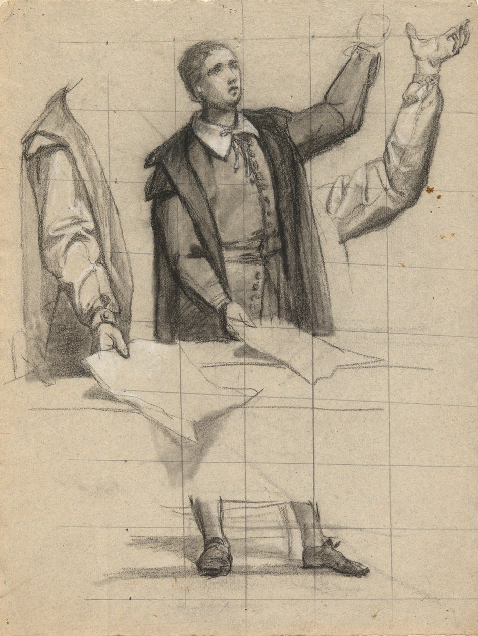 Homme prêchant, esquisse pour la signature du pacte dans la cabine du Mayflower - Edwin White