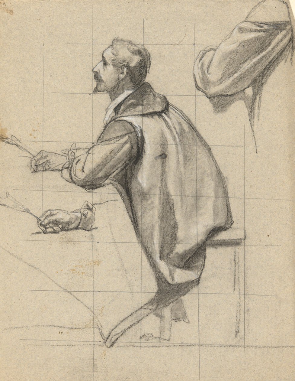 Homme, esquisse pour la signature du pacte dans la cabine du Mayflower - Edwin White