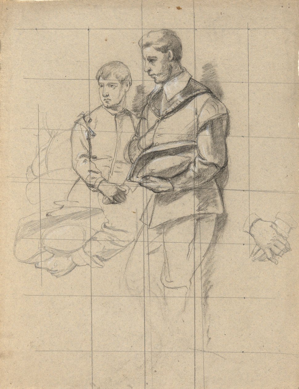 Deux figures, croquis pour la signature du pacte dans la cabine du Mayflower - Edwin White