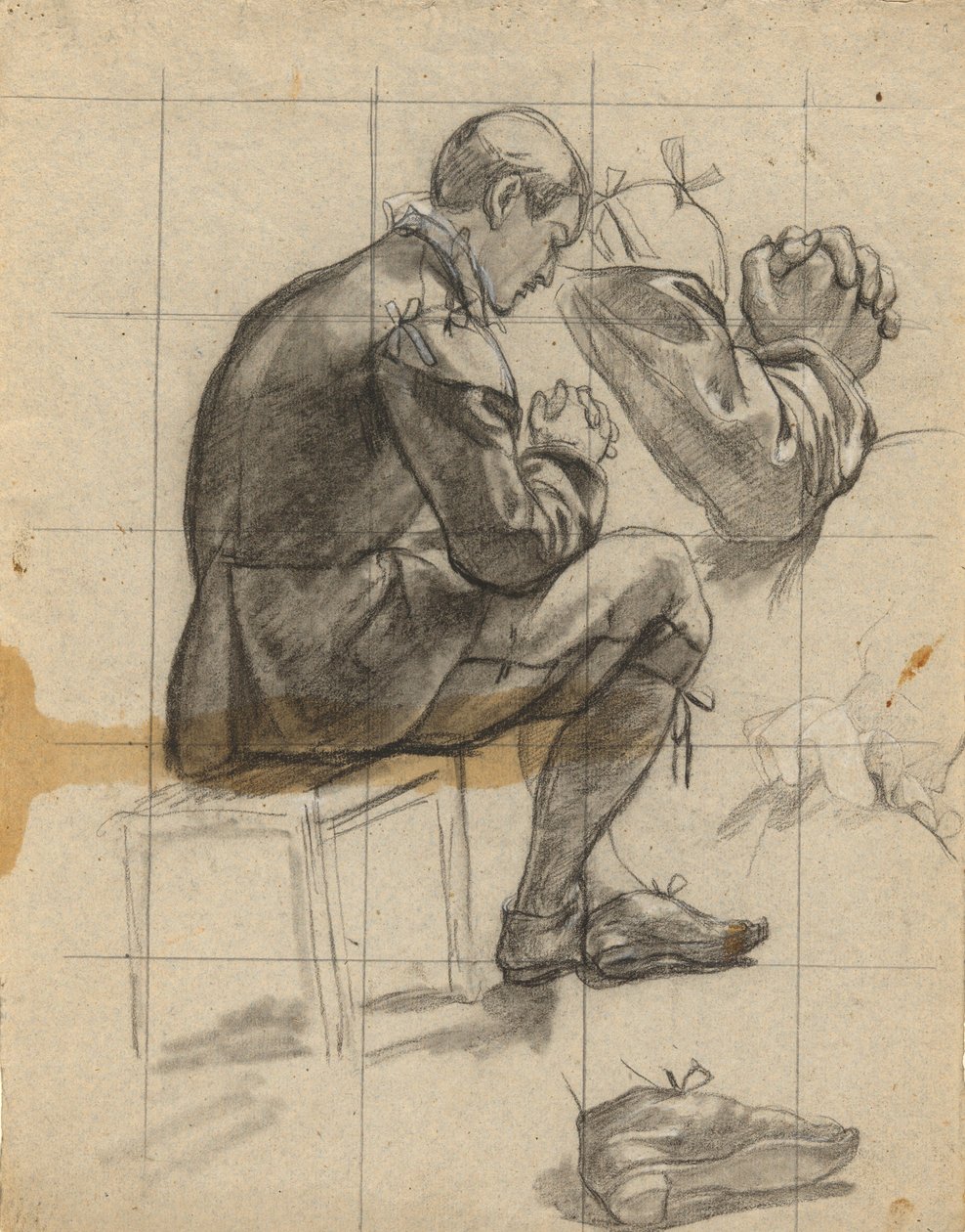 Figure non identifiée, esquisse pour la signature du pacte dans la cabine du Mayflower - Edwin White
