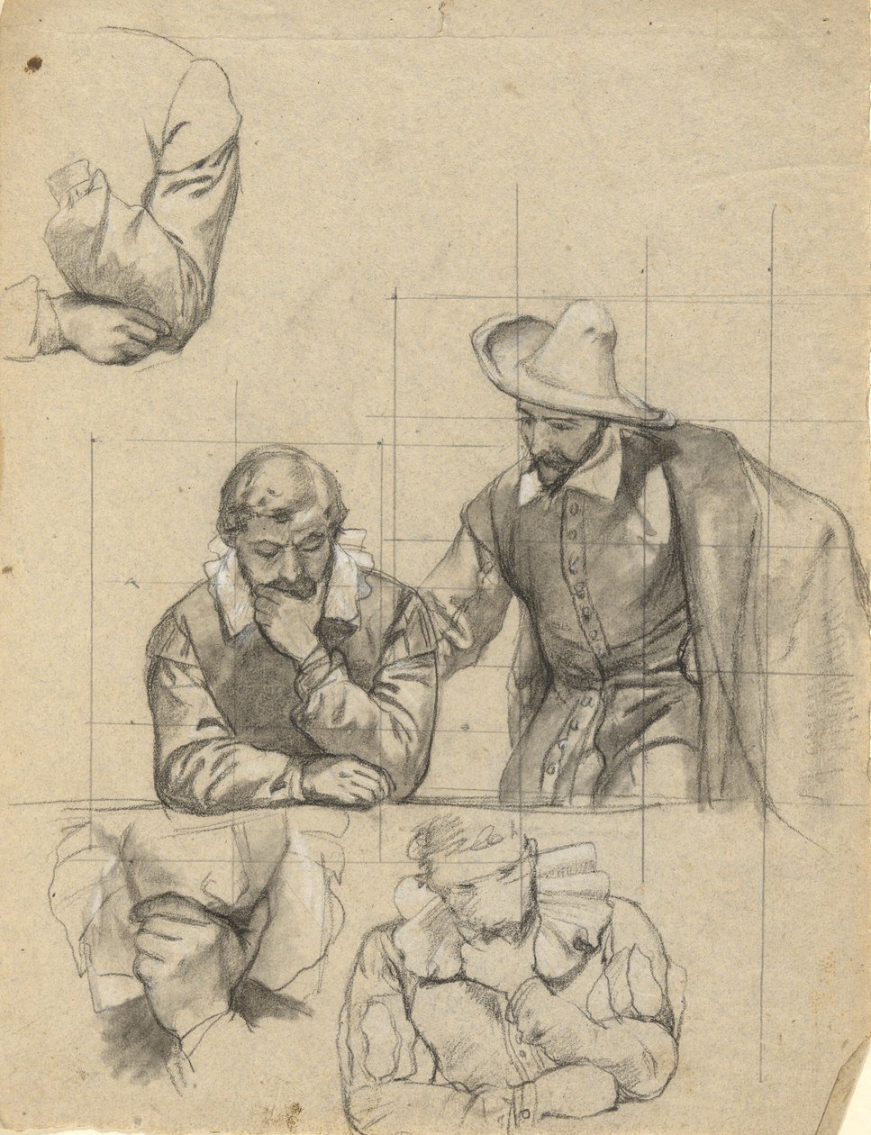Groupe non identifié, esquisse pour la signature du pacte dans la cabine du Mayflower - Edwin White