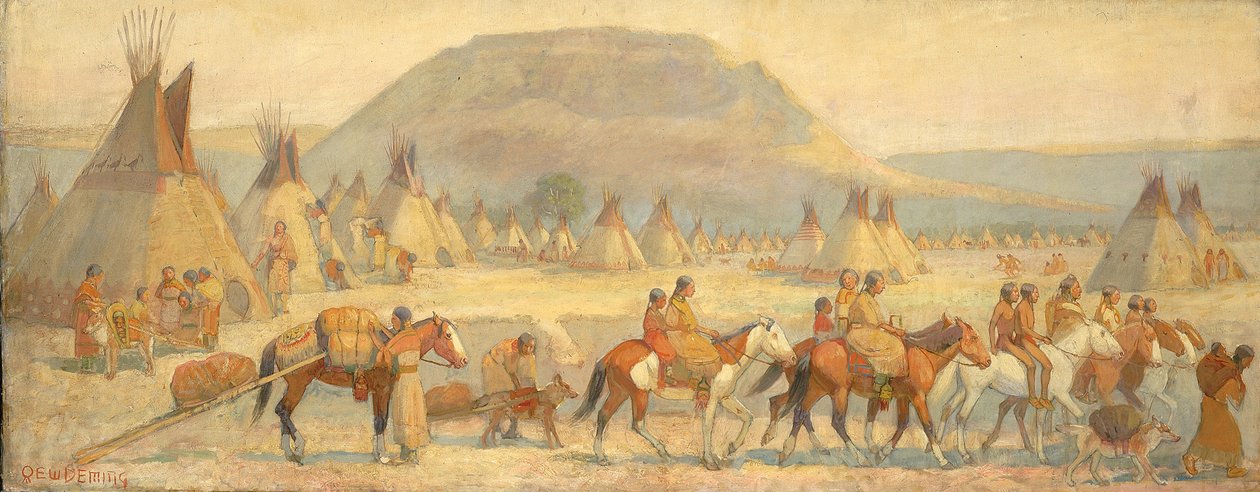 Scène de camp Blackfoot, fin 19e-début 20e siècle - Edwin Willard Deming