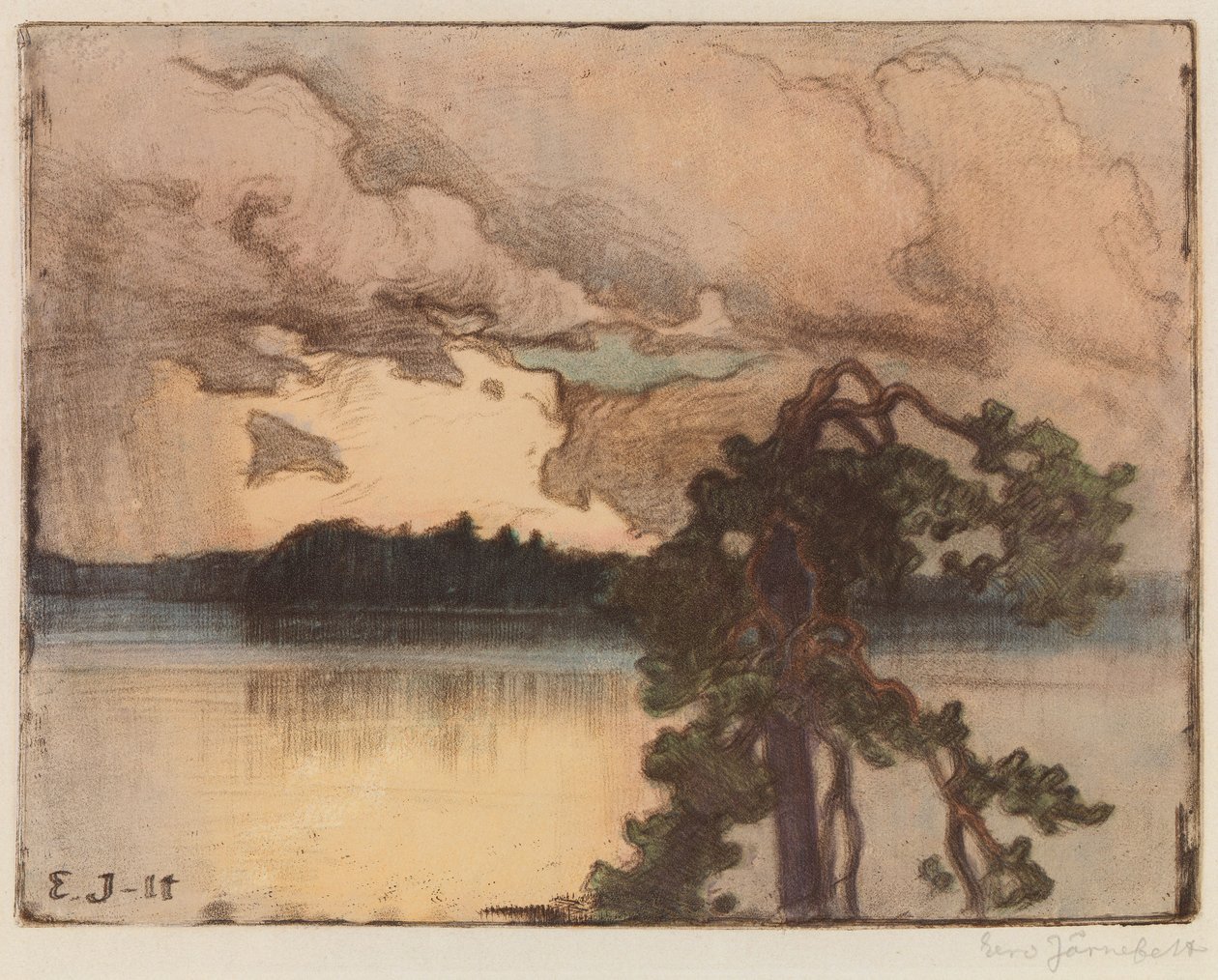 Paysage lacustre au coucher du soleil - Eero Järnefelt