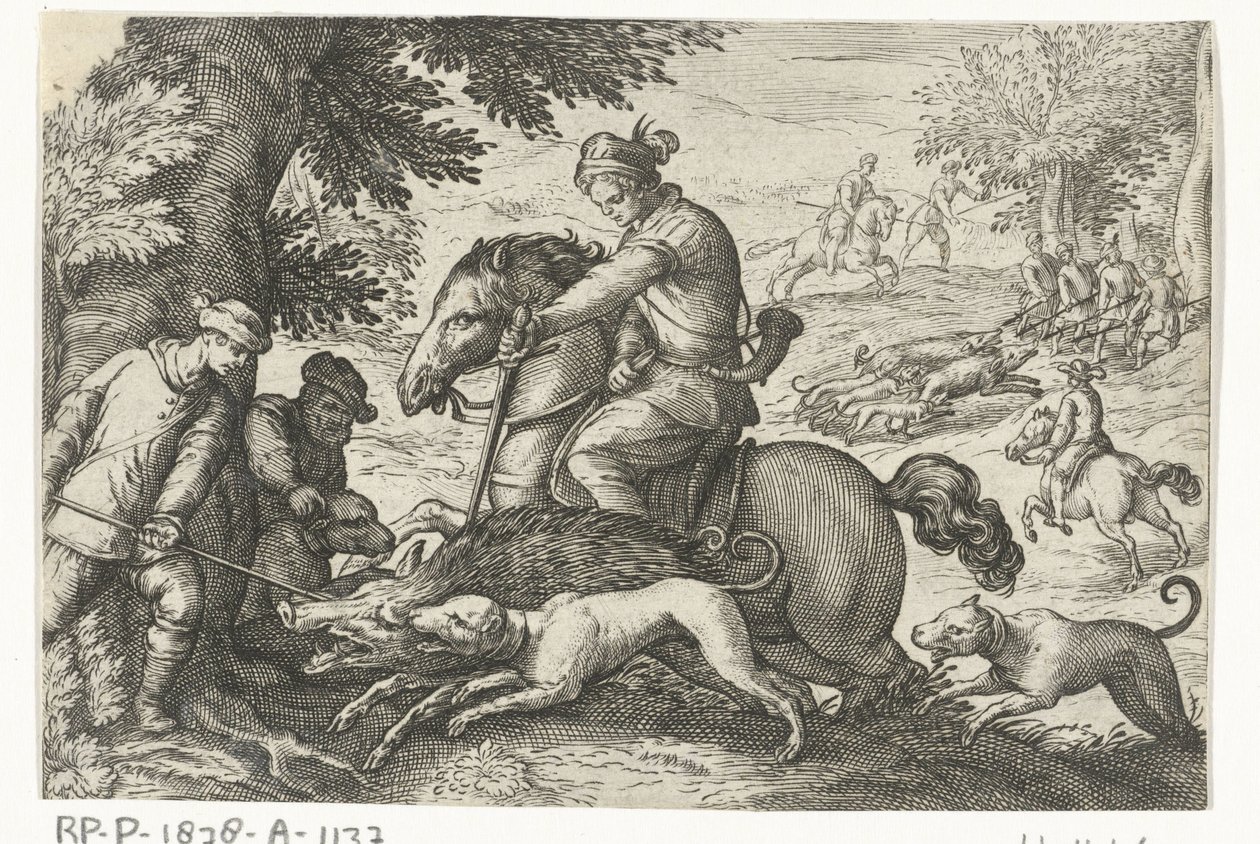Paysage vallonné avec chasse au sanglier - Egbert Jansz.