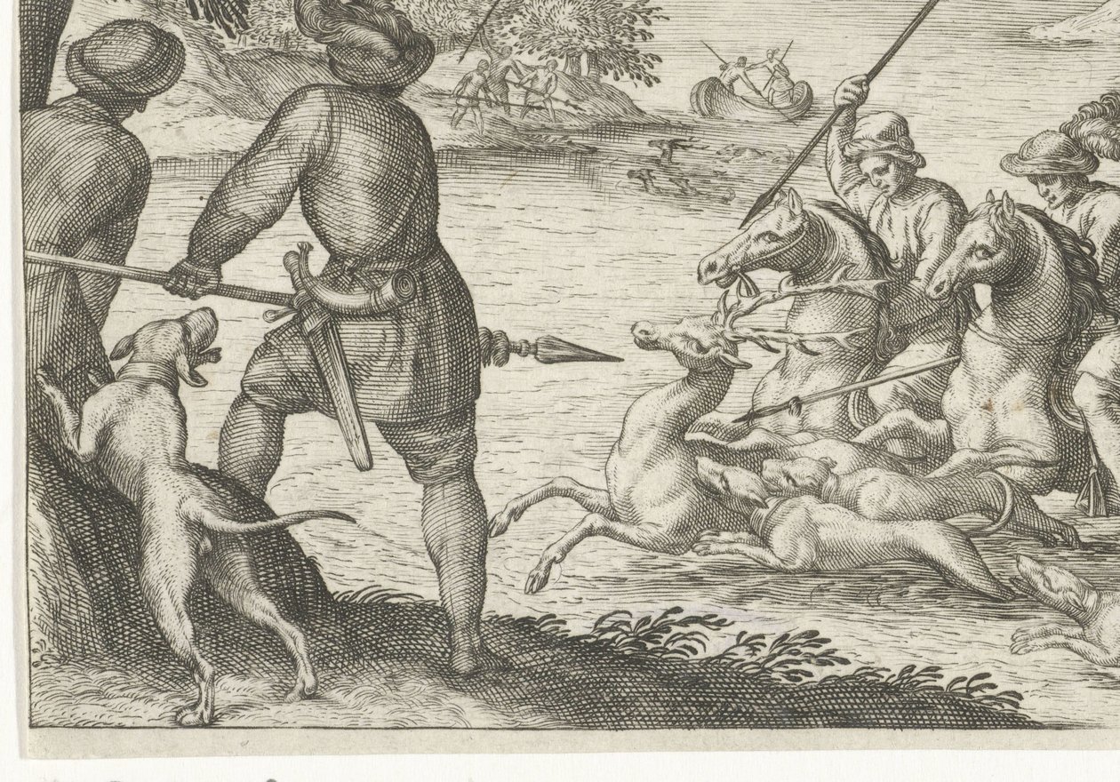 Paysage fluvial avec chasse au cerf - Egbert Jansz.