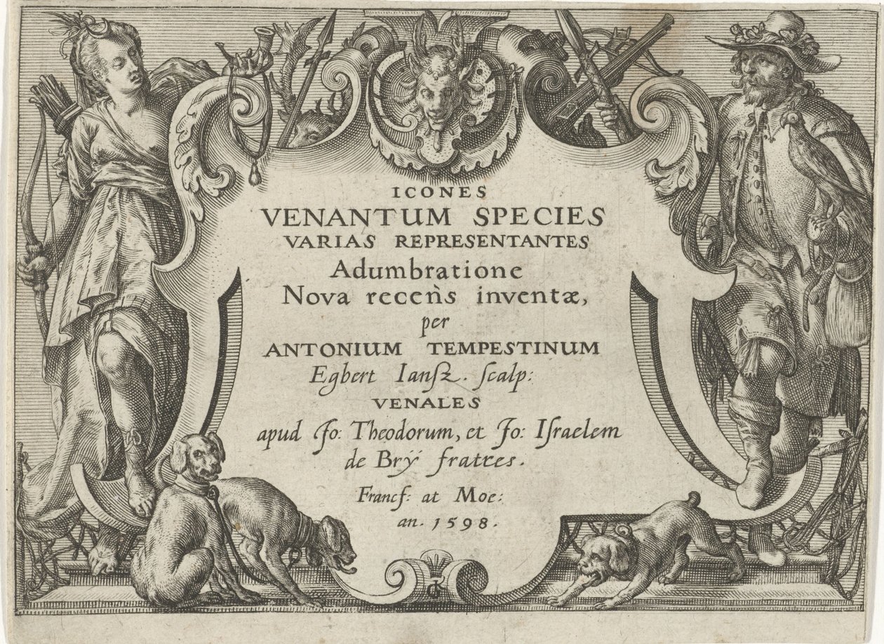 Page de titre pour une série de scènes de chasse - Egbert Jansz.