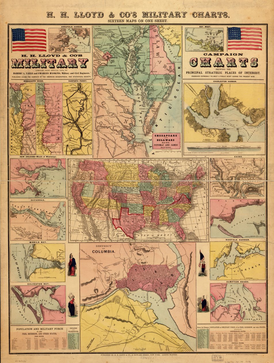 Cartes militaires de campagne de H. H. Lloyd & Co. montrant les principaux lieux stratégiques d