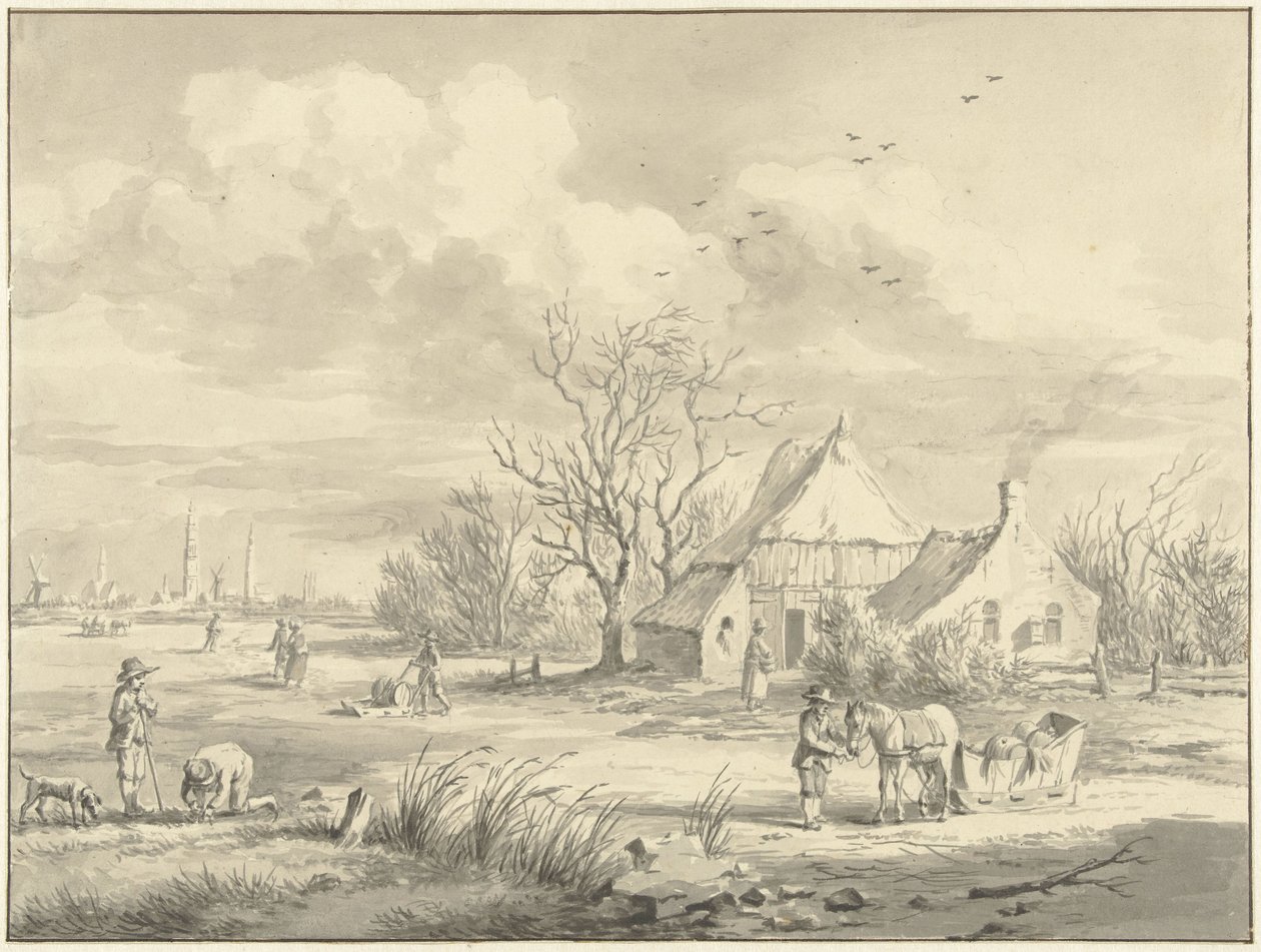 La maison du Poren avec la ville de Groningue au loin - Egbert van Marum