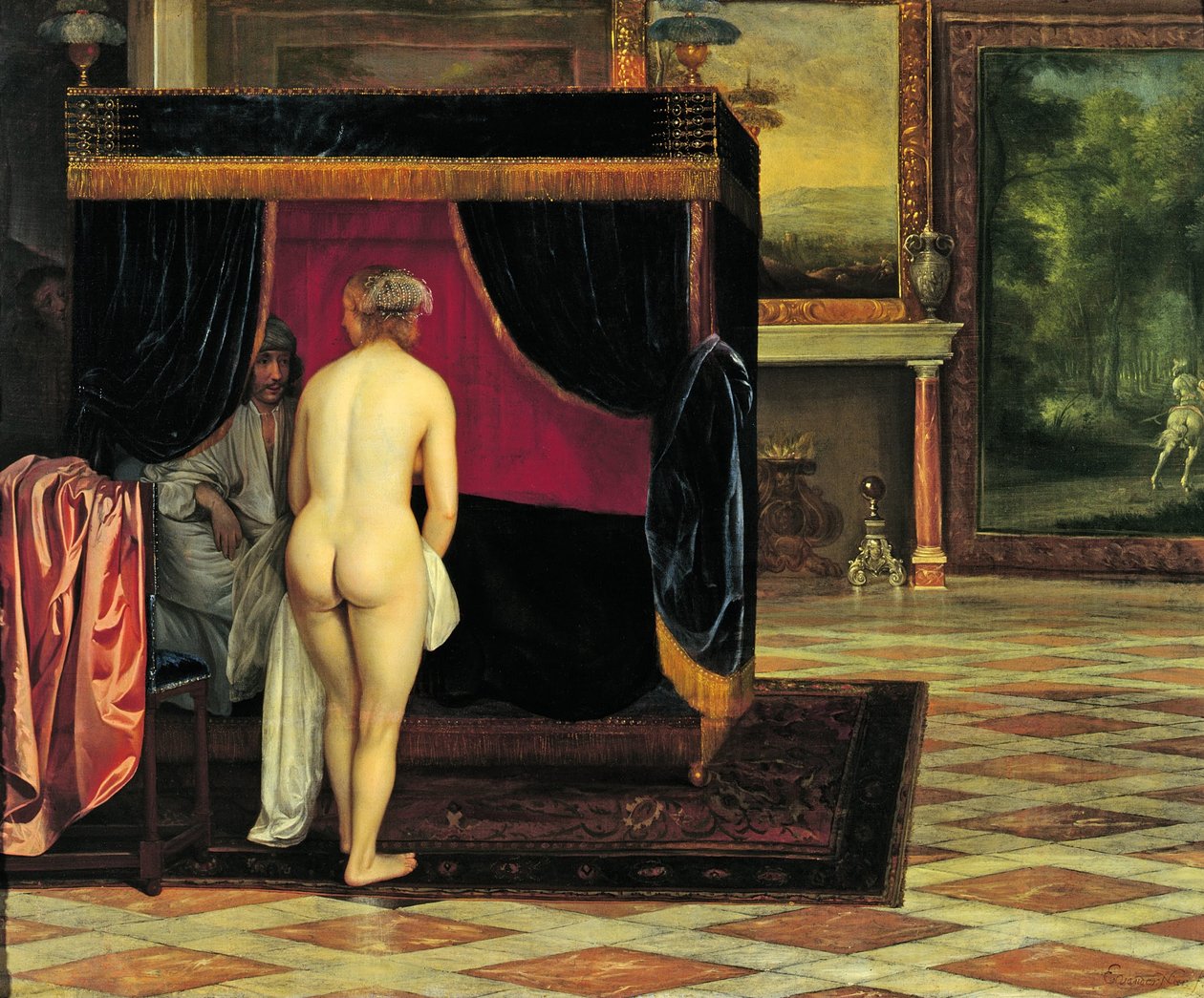 La femme de Candaule découvrant Gyges caché - Eglon van der Neer