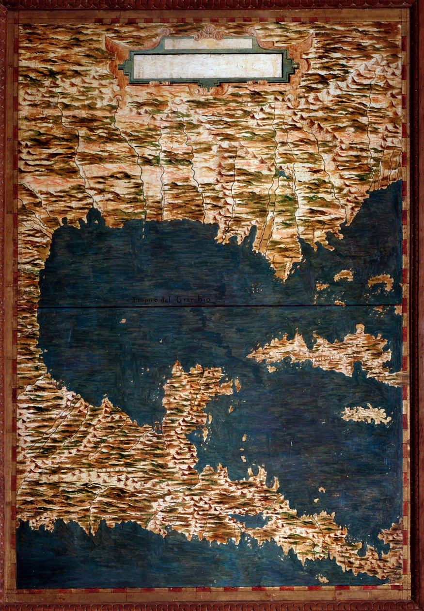 Mexique, Cuba, Floride et Jamaïque. Carte réalisée par Egnazio Danti, mathématicien, cosmographe et architecte italien. Vers 1567. Florence, Palazzo Vecchio, Sala del Mappamondo - Egnazio Danti