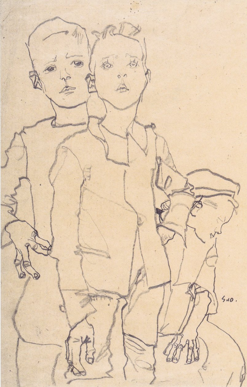 Trois garçons des rues - Egon Schiele