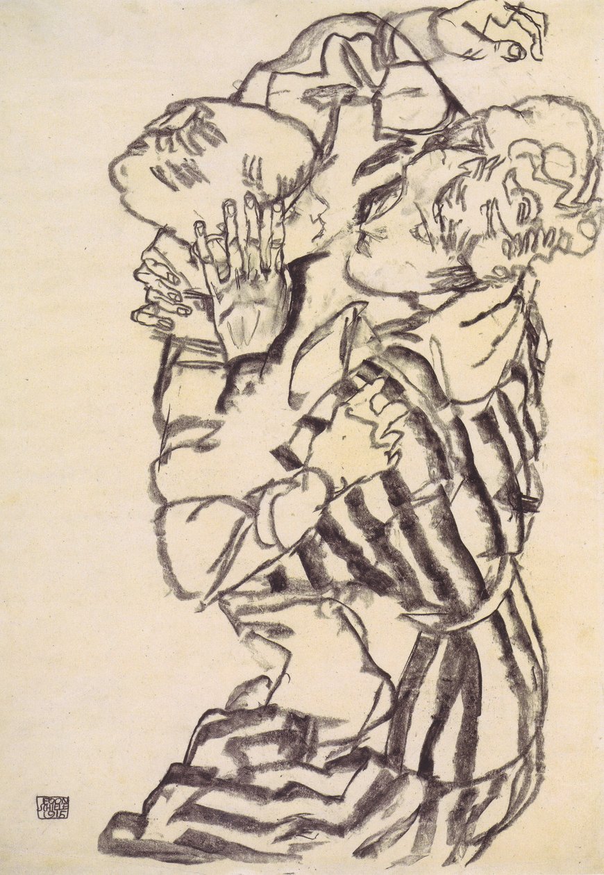 Edith Schiele avec son neveu - Egon Schiele