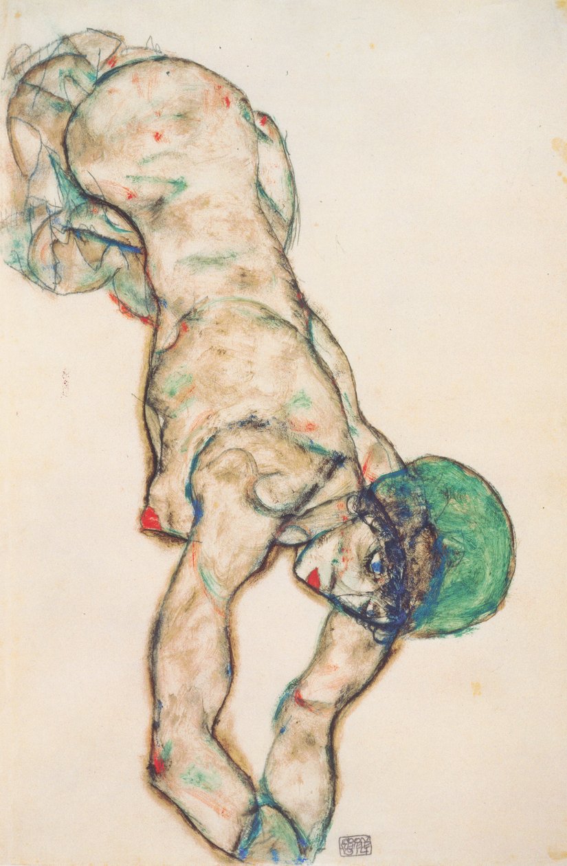 Nu féminin avec bonnet vert - Egon Schiele