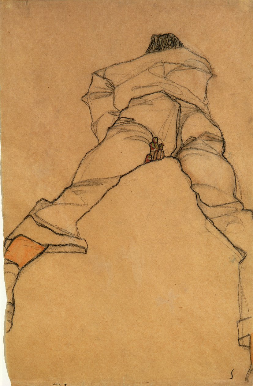 Homme allongé face contre terre, vue de dos, 1910 - Egon Schiele
