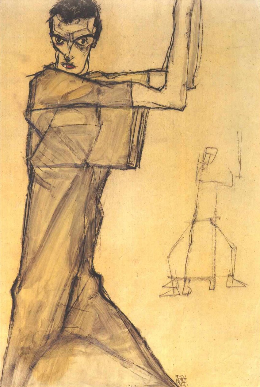 Autoportrait avec les bras levés - Egon Schiele