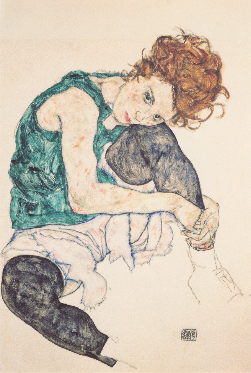 Femme assise avec genou relevé - Egon Schiele