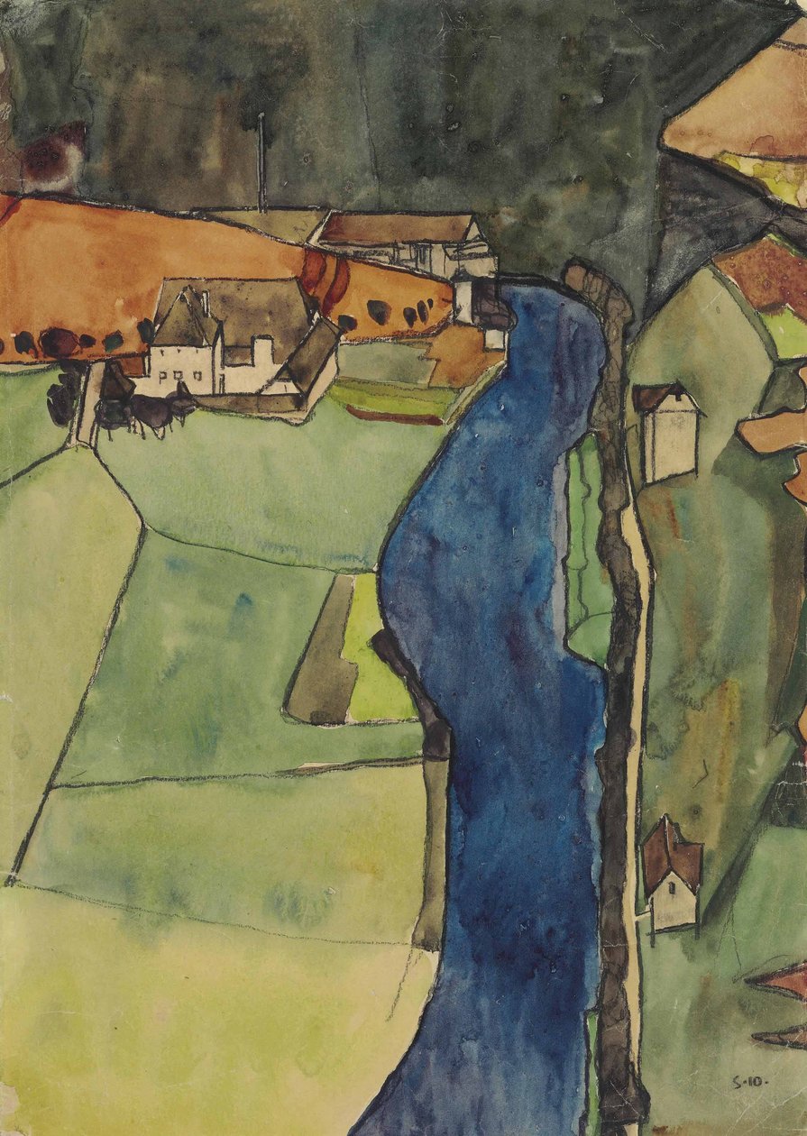 Ville au fleuve bleu - Egon Schiele