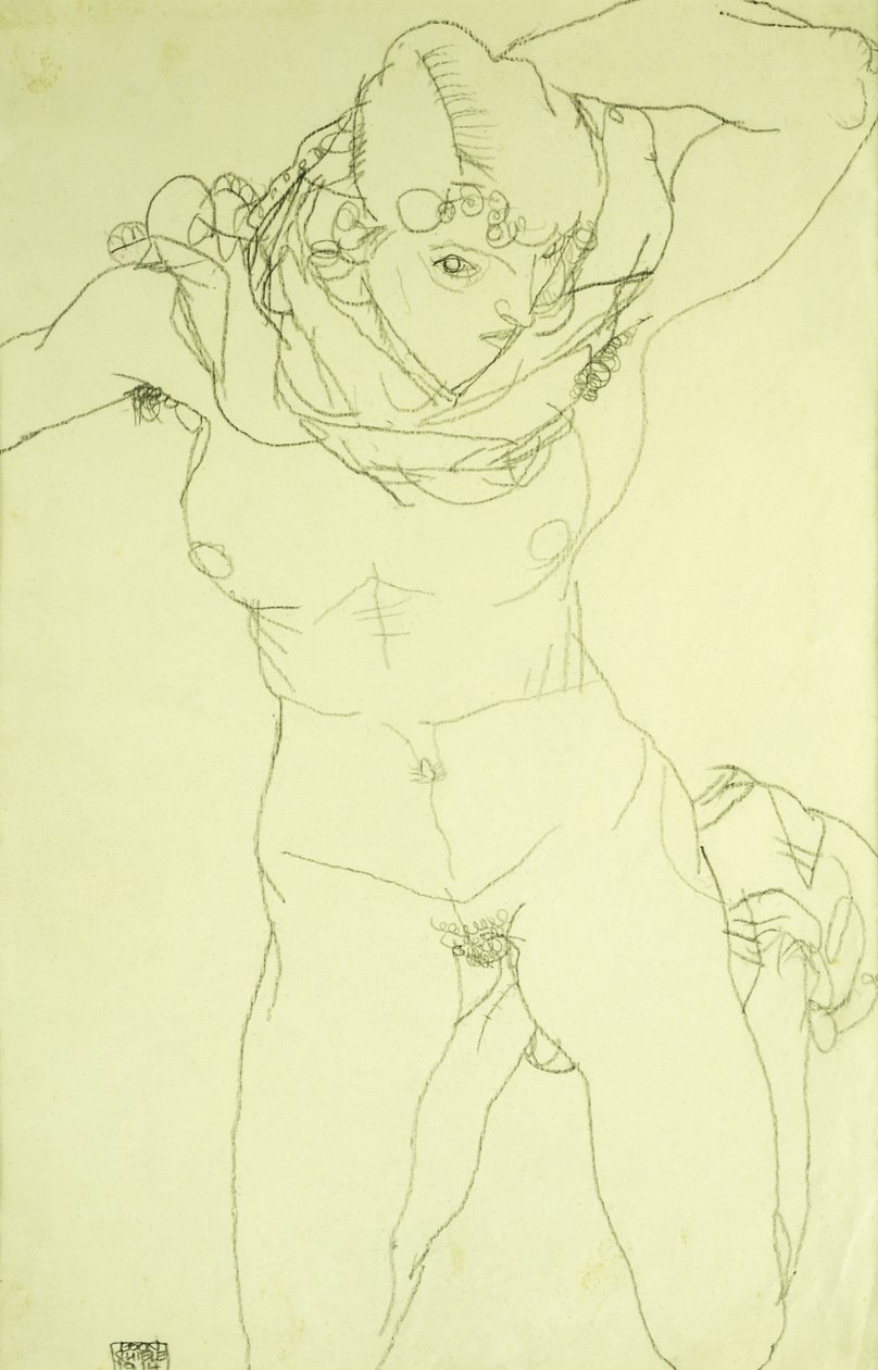 Nu agenouillé de face, 1914 - Egon Schiele