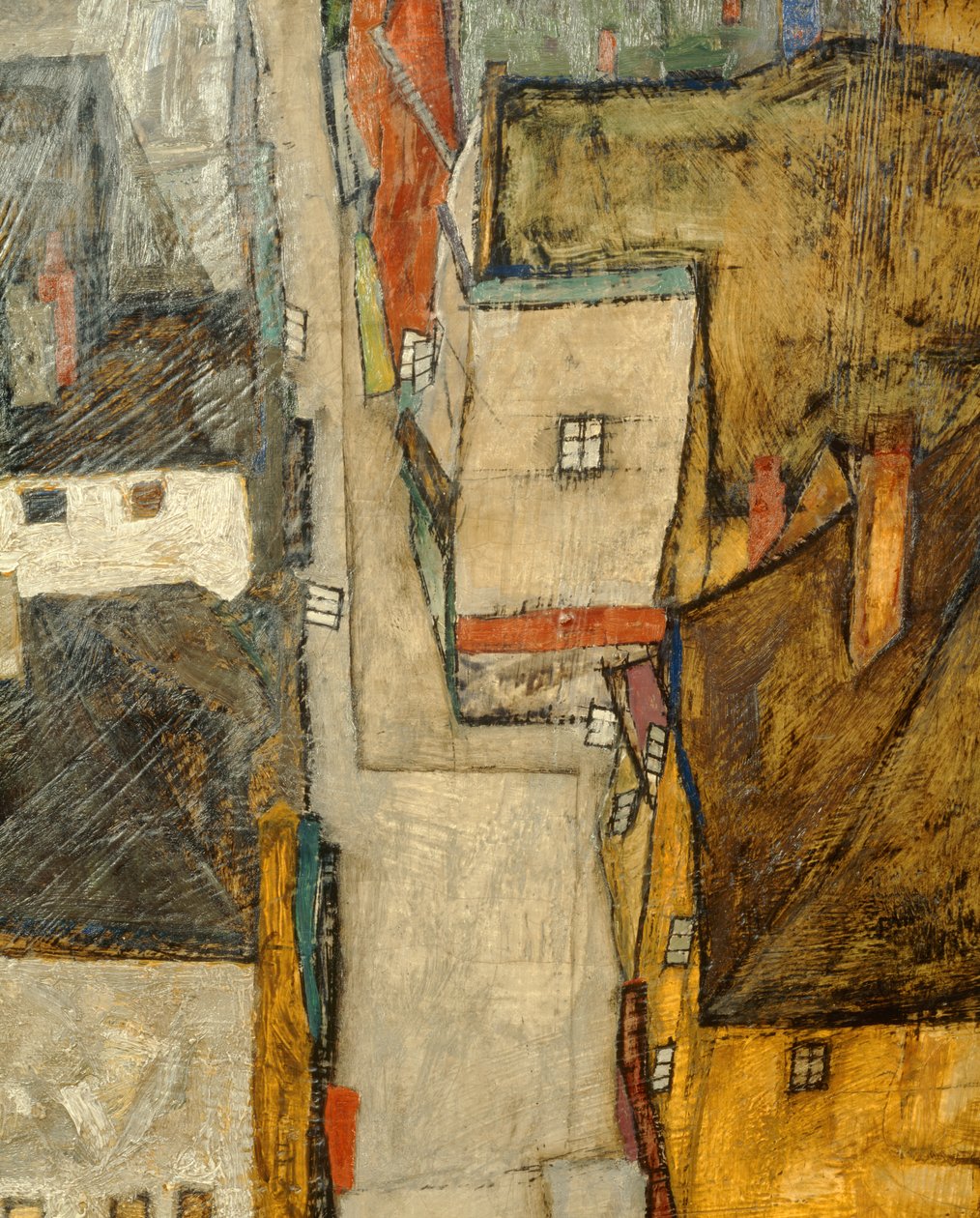 Krumau et der Moldau Krumau sur la rivière Vltava, République tchèque ... (huile sur toile) - Egon Schiele