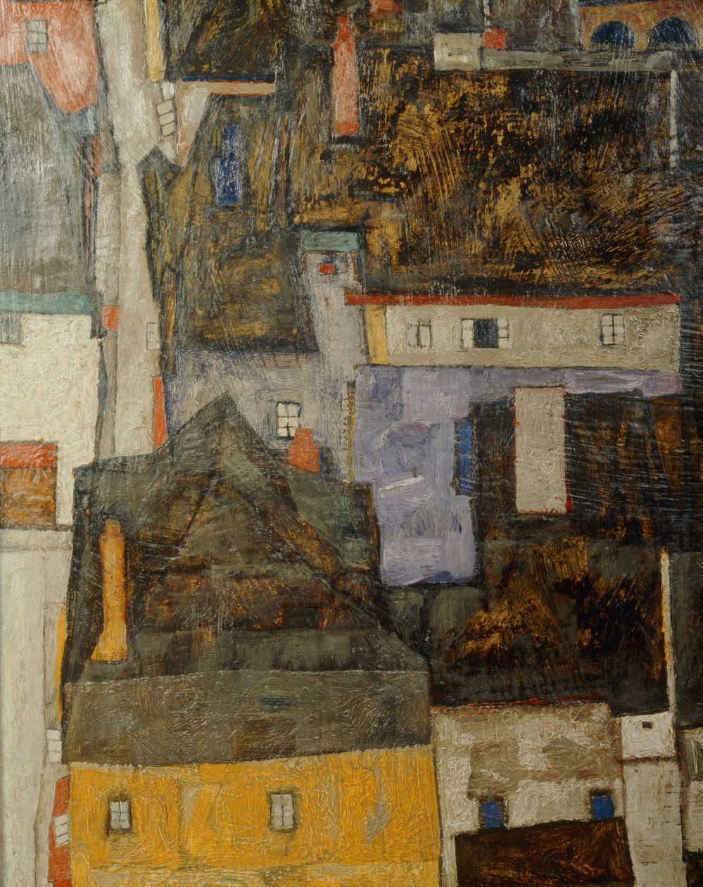 Krumau et der Moldau Krumau sur la rivière Vltava, République tchèque ... (huile sur toile) - Egon Schiele