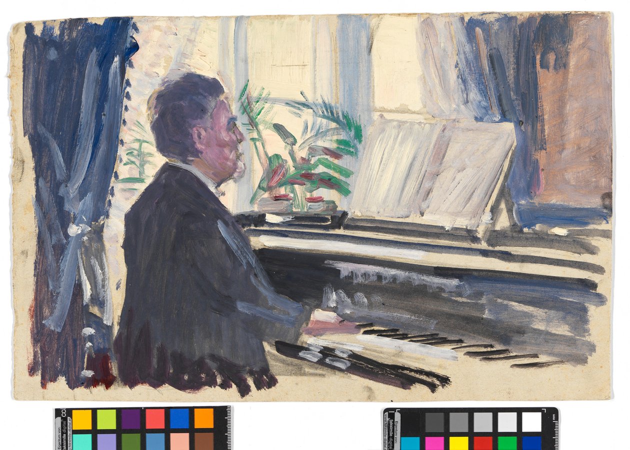 Leopold Czihaczek au piano (esquisse) - Egon Schiele