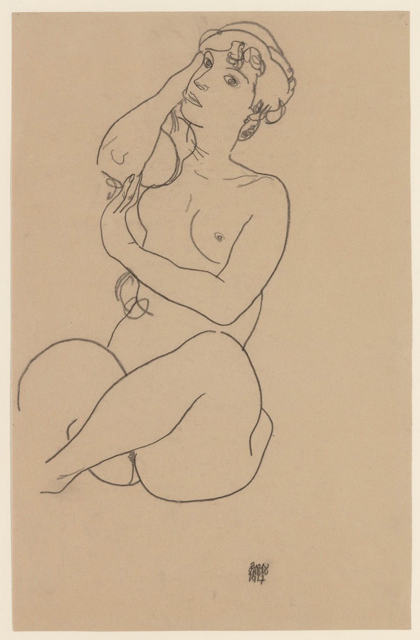 Nu allongé, 1917 - Egon Schiele