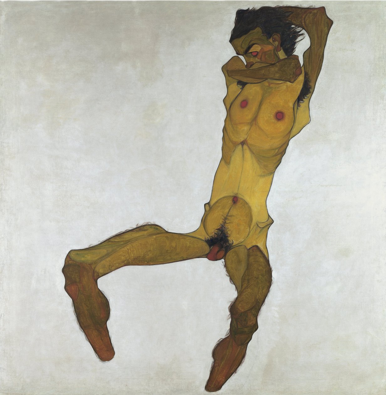 Nu masculin assis (autoportrait)  - Egon Schiele