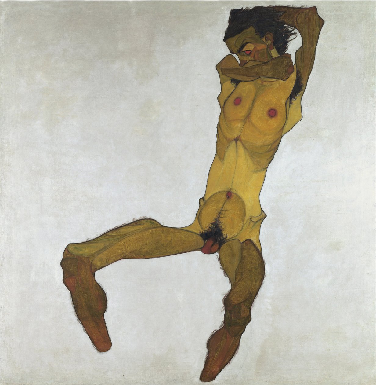 Homme nu assis (Autoportrait) - Egon Schiele