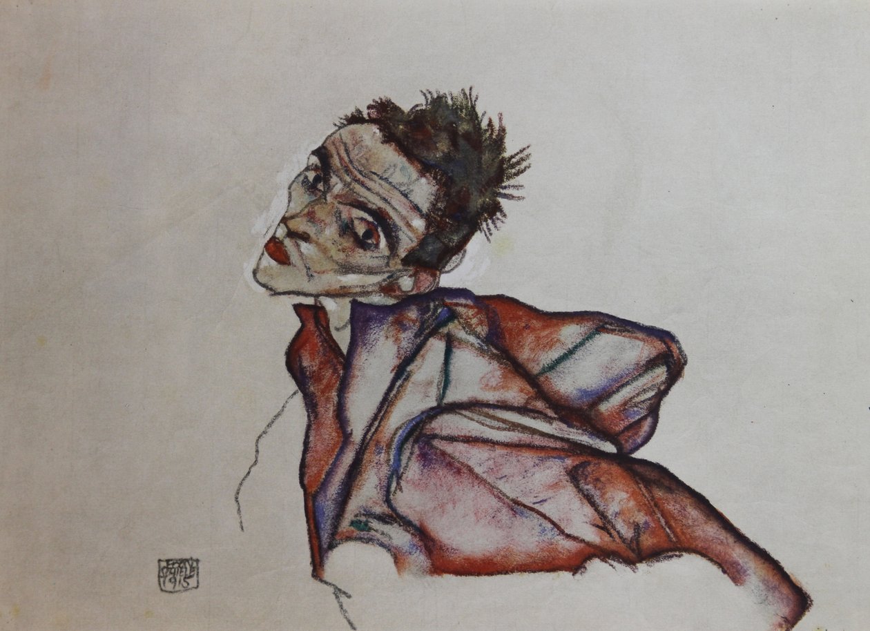 Autoportrait avec les bras tenus en arrière, 1915 - Egon Schiele