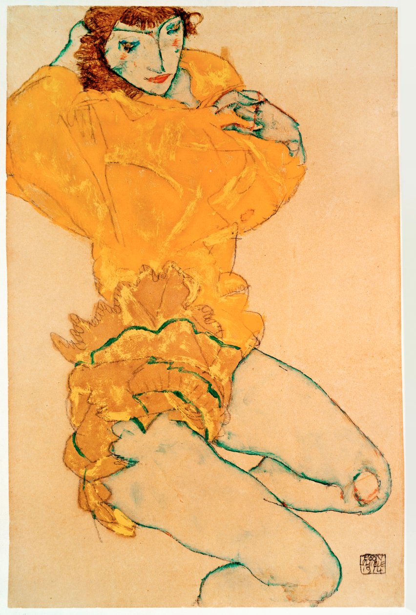 Femme qui se déshabille [Woman Undressing] - Egon Schiele