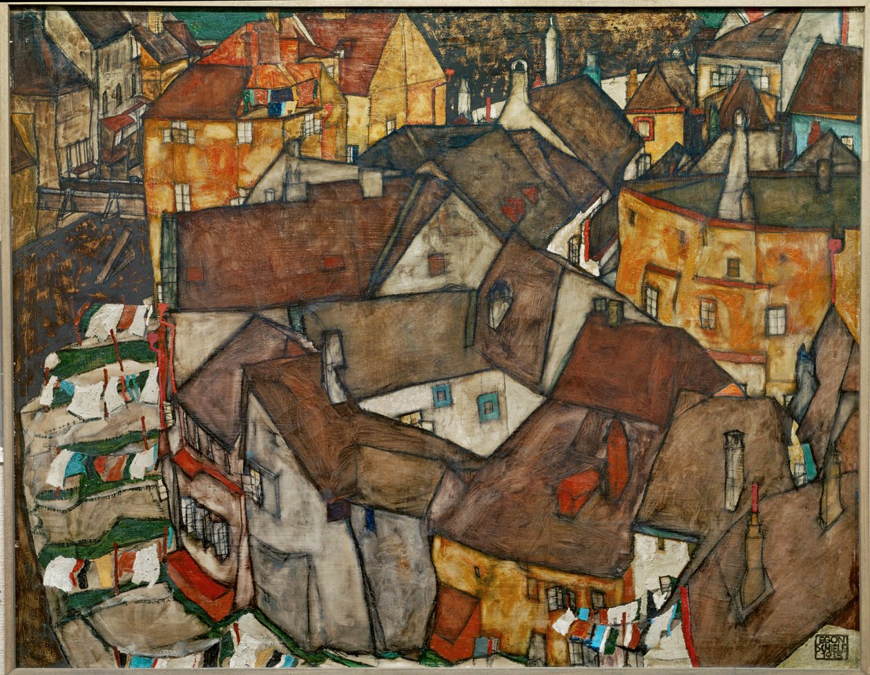 Petite ville - Krumau en Tchécoslovaquie (huile sur toile) - Egon Schiele