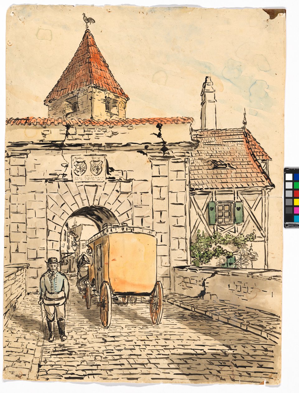 Porte de ville avec calèche (Travail d