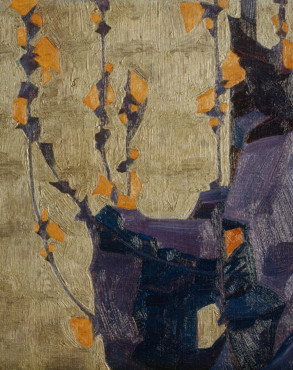 Fleur stylisée sur fond décoratif ... (bronze) - Egon Schiele