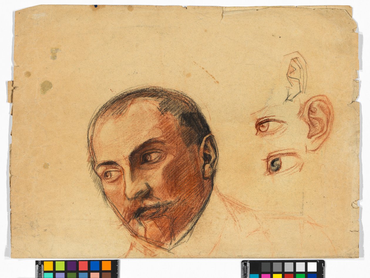 Studienblatt (Kopf, Augen, Ohren) - Egon Schiele