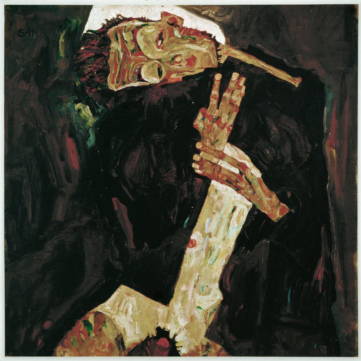 Le poète (peinture sur toile) - Egon Schiele