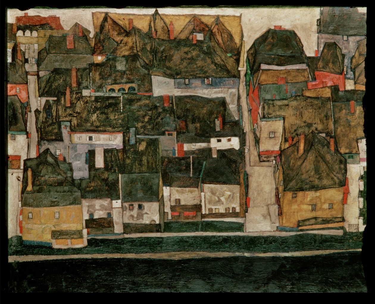 La petite ville IV (peinture sur toile) - Egon Schiele