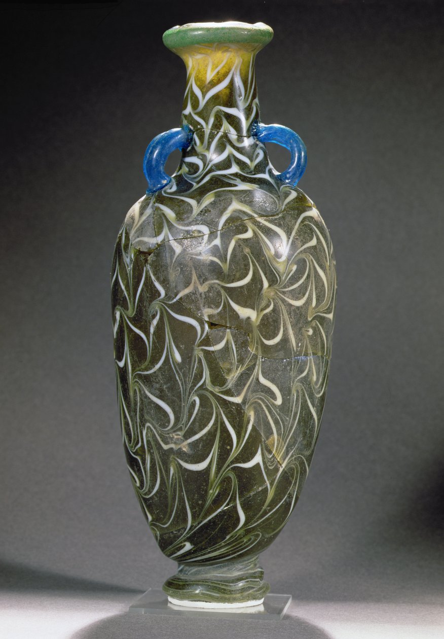 Amphore formée au noyau avec motifs de vagues, 19e-20e dynastie, Nouvel Empire - Egyptian