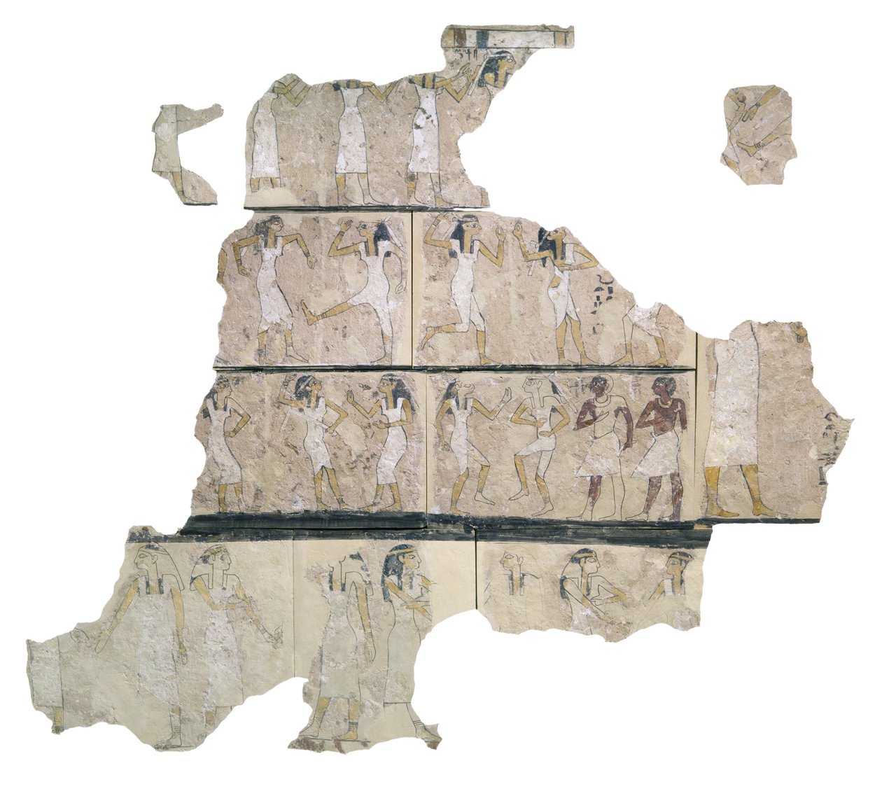 Fragment de peinture murale représentant des danseuses, détail - Egyptian