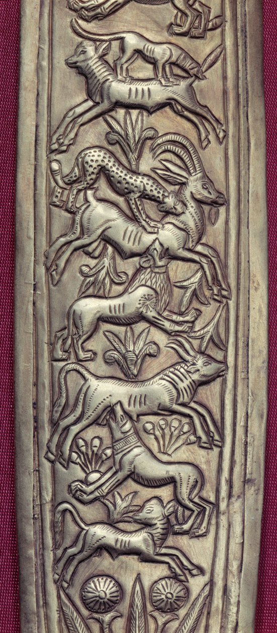 Antilope, cerf et veau attaqués par un léopard, un lion et un chien (détail) - Egyptian 18th Dynasty