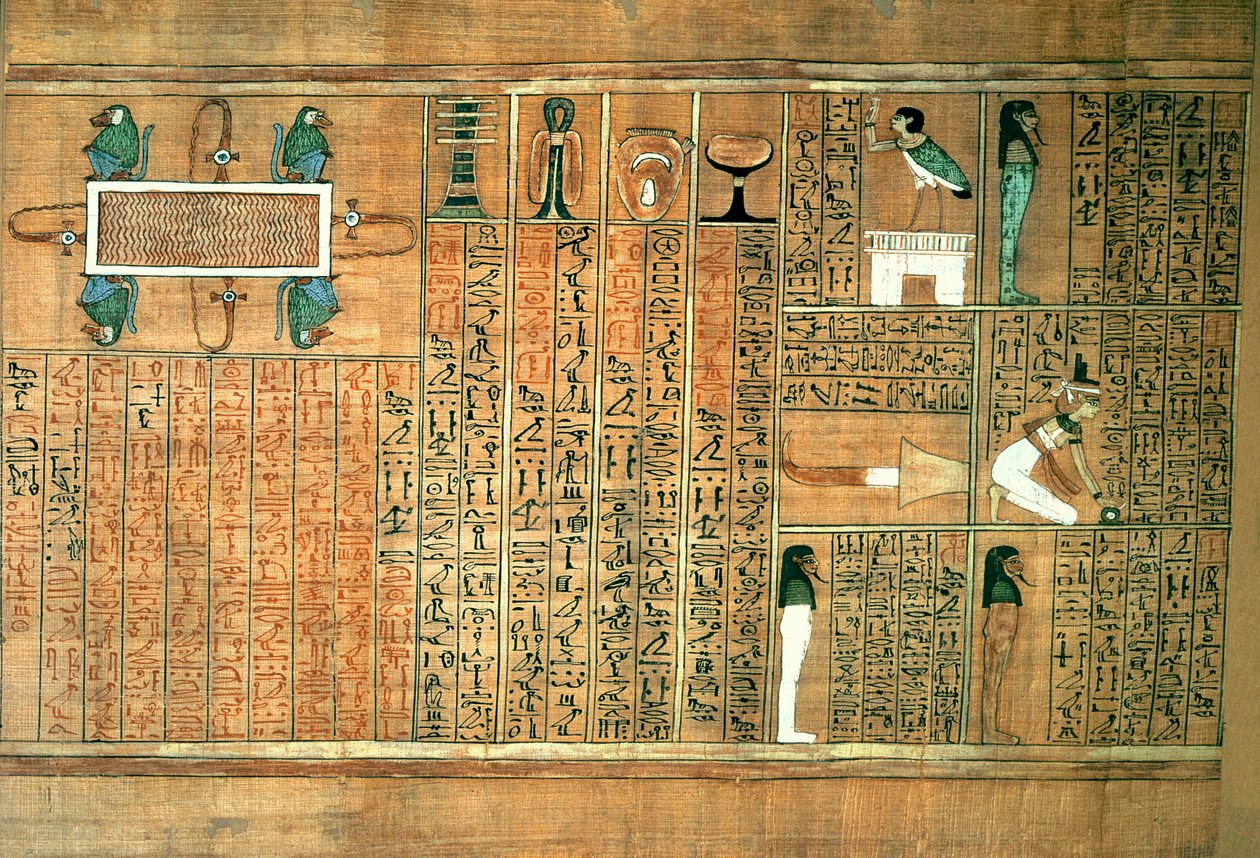 (détail) représentant le défunt et son Ba, du Livre des Morts du Scribe Any, c.1250 - Egyptian 19th Dynasty