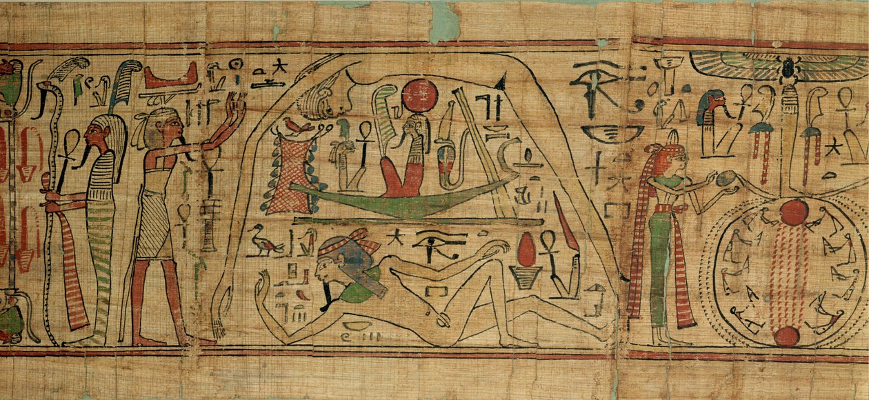 Détail du papyrus de Nespakashuty montrant le dieu Geb (terre) séparé de sa femme, la déesse Nout (ciel) Troisième Période Intermédiaire - Egyptian 21st Dynasty