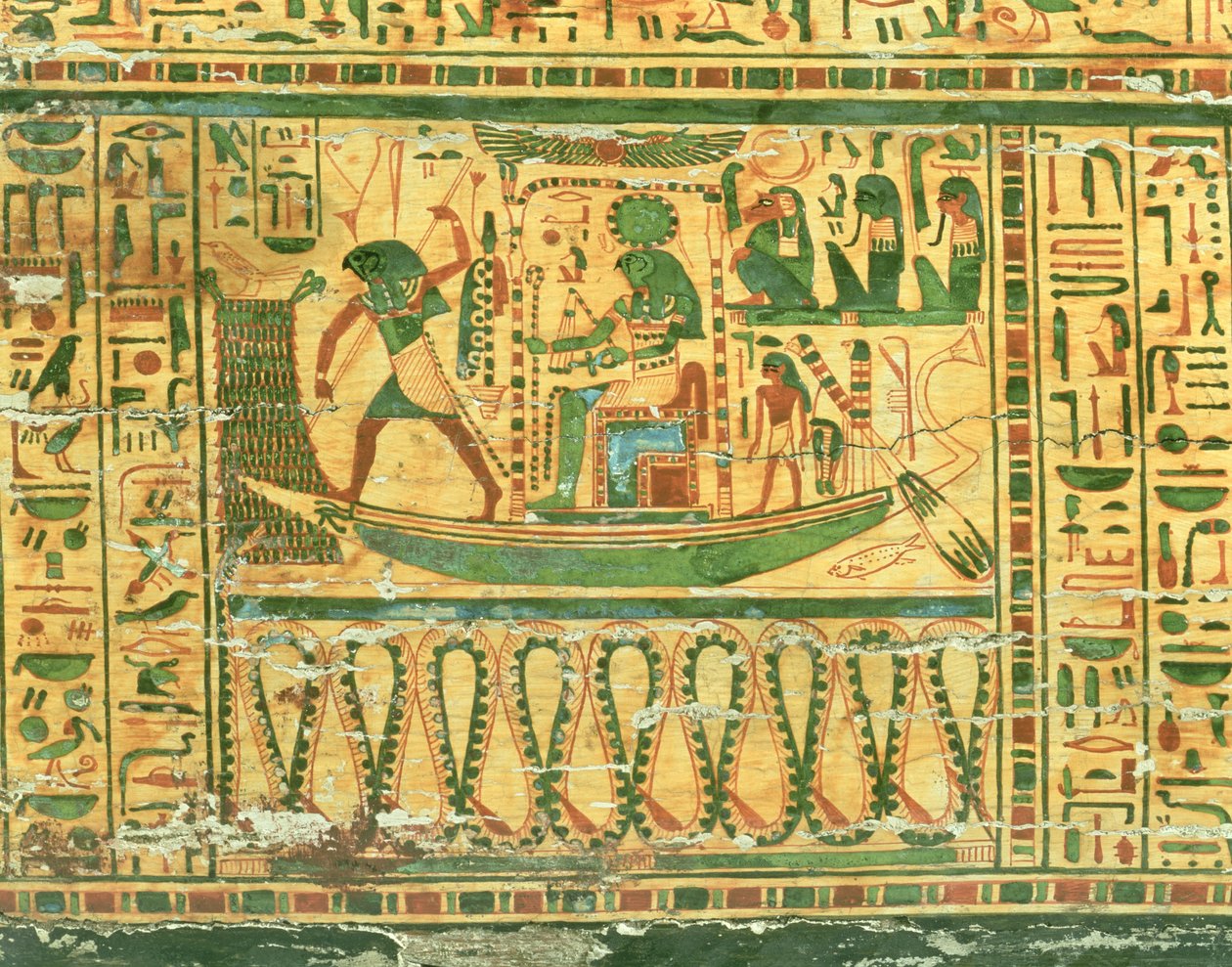 Le voyage du dieu Soleil Rê, détail du cercueil intérieur de Nespawershefyt, Égyptien, Troisième Période Intermédiaire, 990-969 av. J.-C. - Egyptian 21st Dynasty