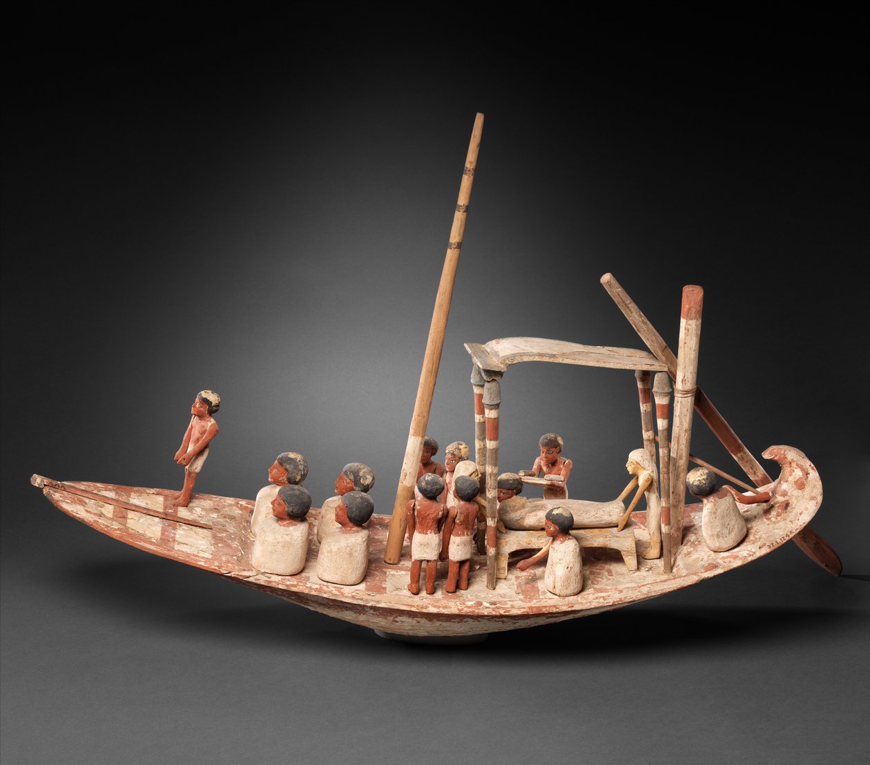 Modèle de bateau à voile transportant une momie, vers 1900-1885 av. J.-C. - Egyptian 12th Dynasty