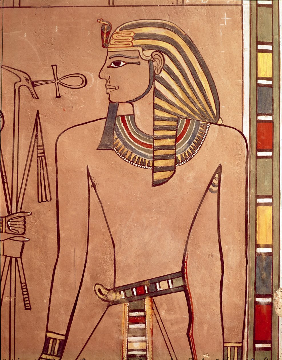 Amenhotep II (c.1427-1392 av. J.-C.) avec un ankh porté à ses lèvres, de la chambre du sarcophage de sa tombe, Nouvel Empire - Egyptian 18th Dynasty