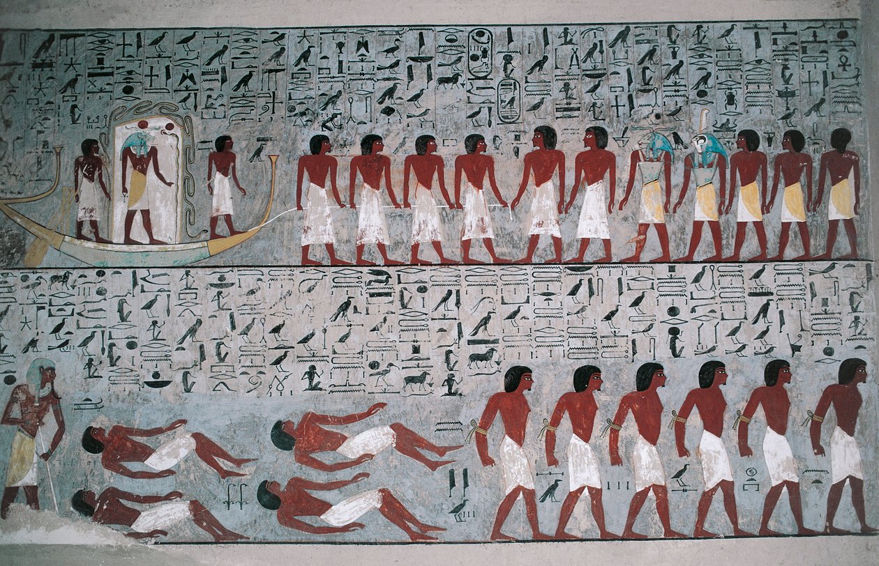 Égypte, Louxor, Vallée des Rois, Tombe de Horemheb, peinture murale - Egyptian 18th Dynasty