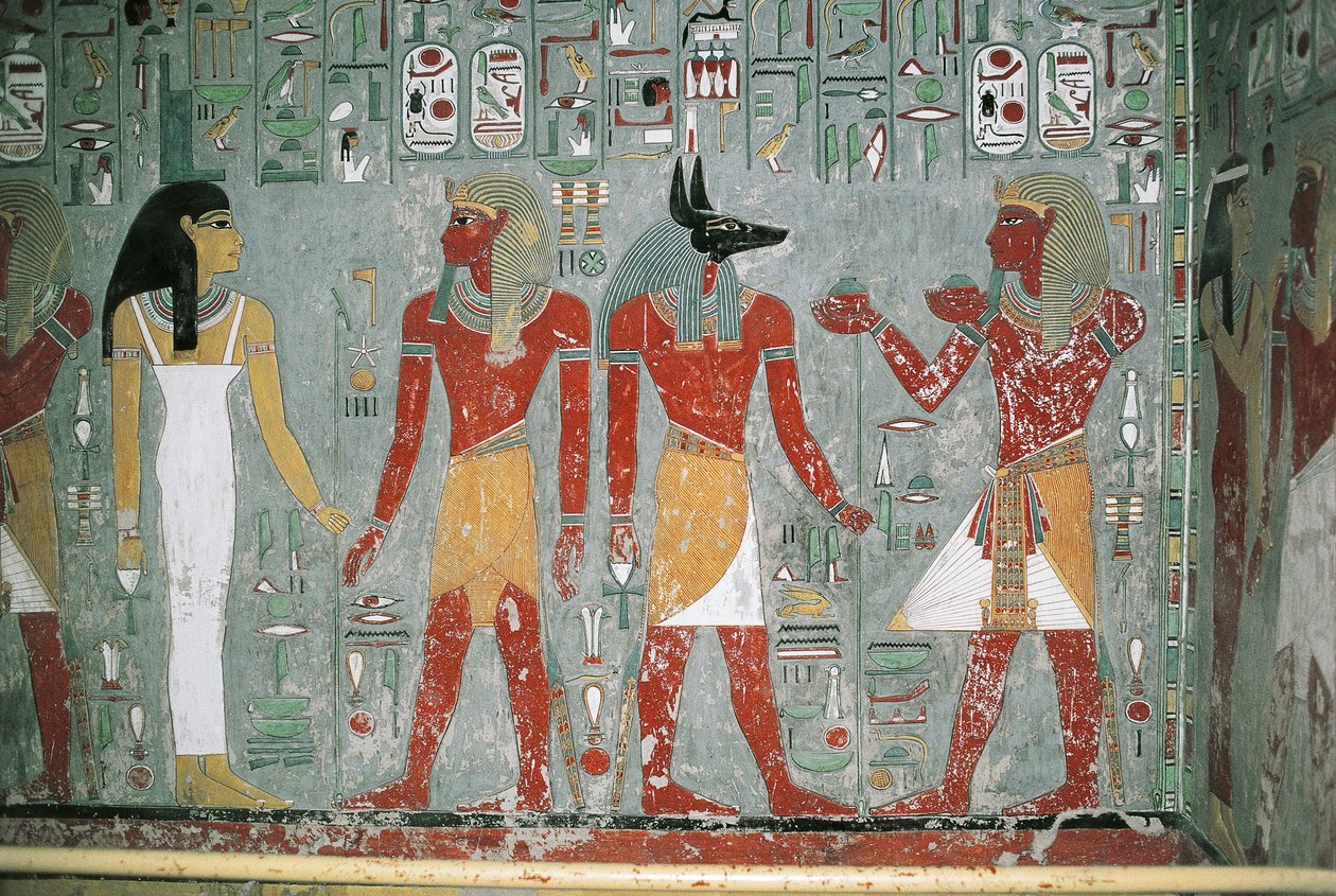 Égypte, Louxor, Vallée des Rois, Tombeau de Horemheb, peinture murale - Egyptian 18th Dynasty