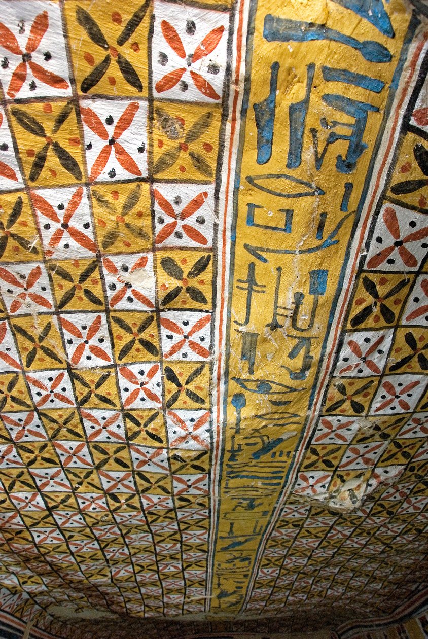 Antiquité égyptienne : plafond décoré de motifs géométriques, tombe de Roy (TT255). XVIIIe dynastie. De la rive ouest de Louxor, Égypte - Egyptian 18th Dynasty