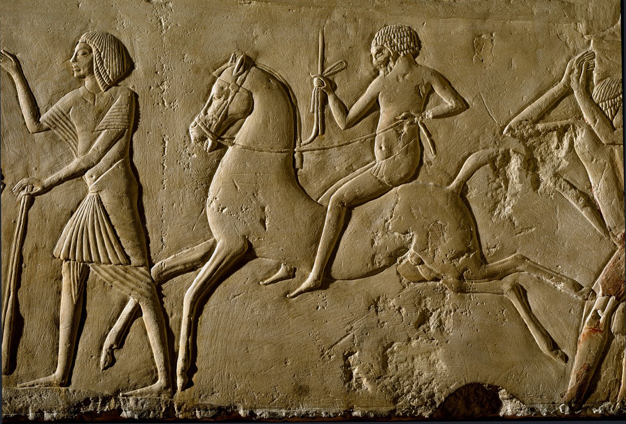 Antiquité égyptienne : "guerrier à cheval". Relief d